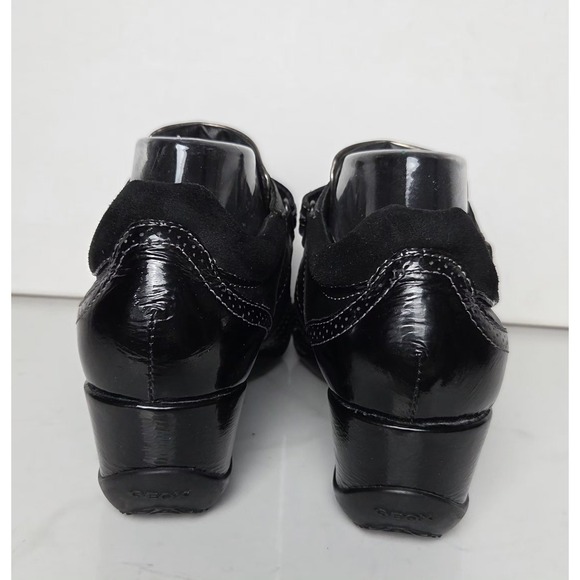 Geox Respira Sz 10 Leather  Sneakers Wedged Heel Womens Black D1387B‎ - Picture 6 of 15